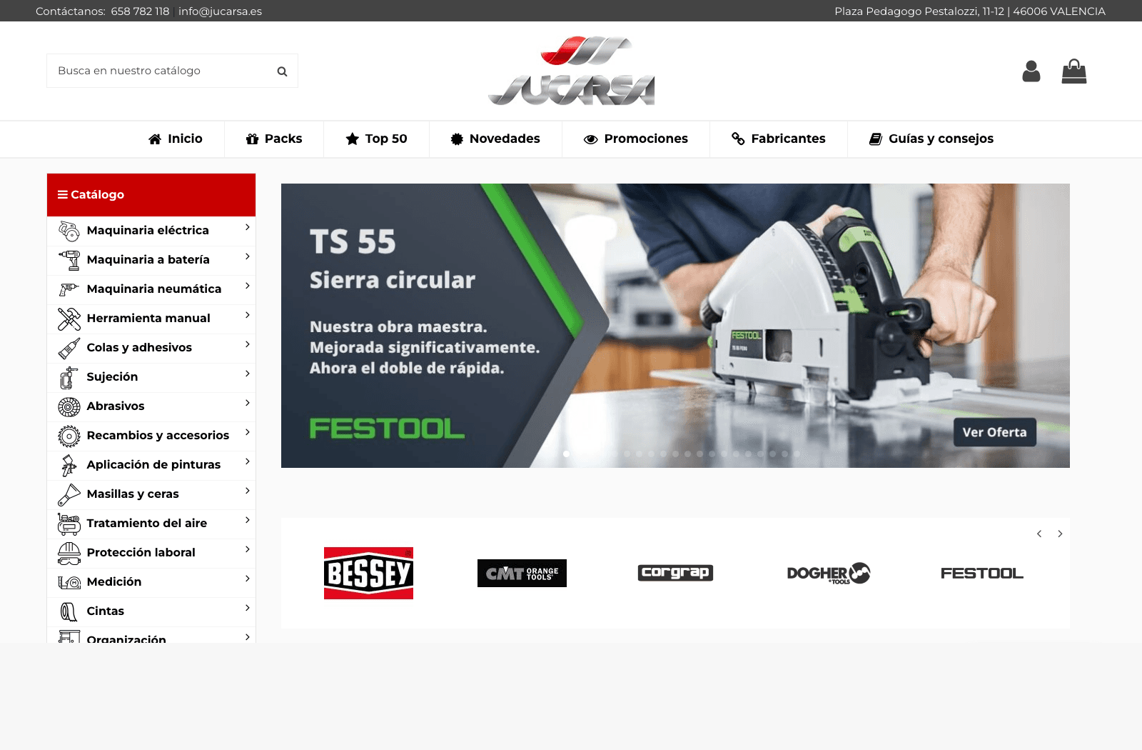 Tienda PrestaShop de Jucarsa con catálogo de herramientas profesionales y suministros industriales
