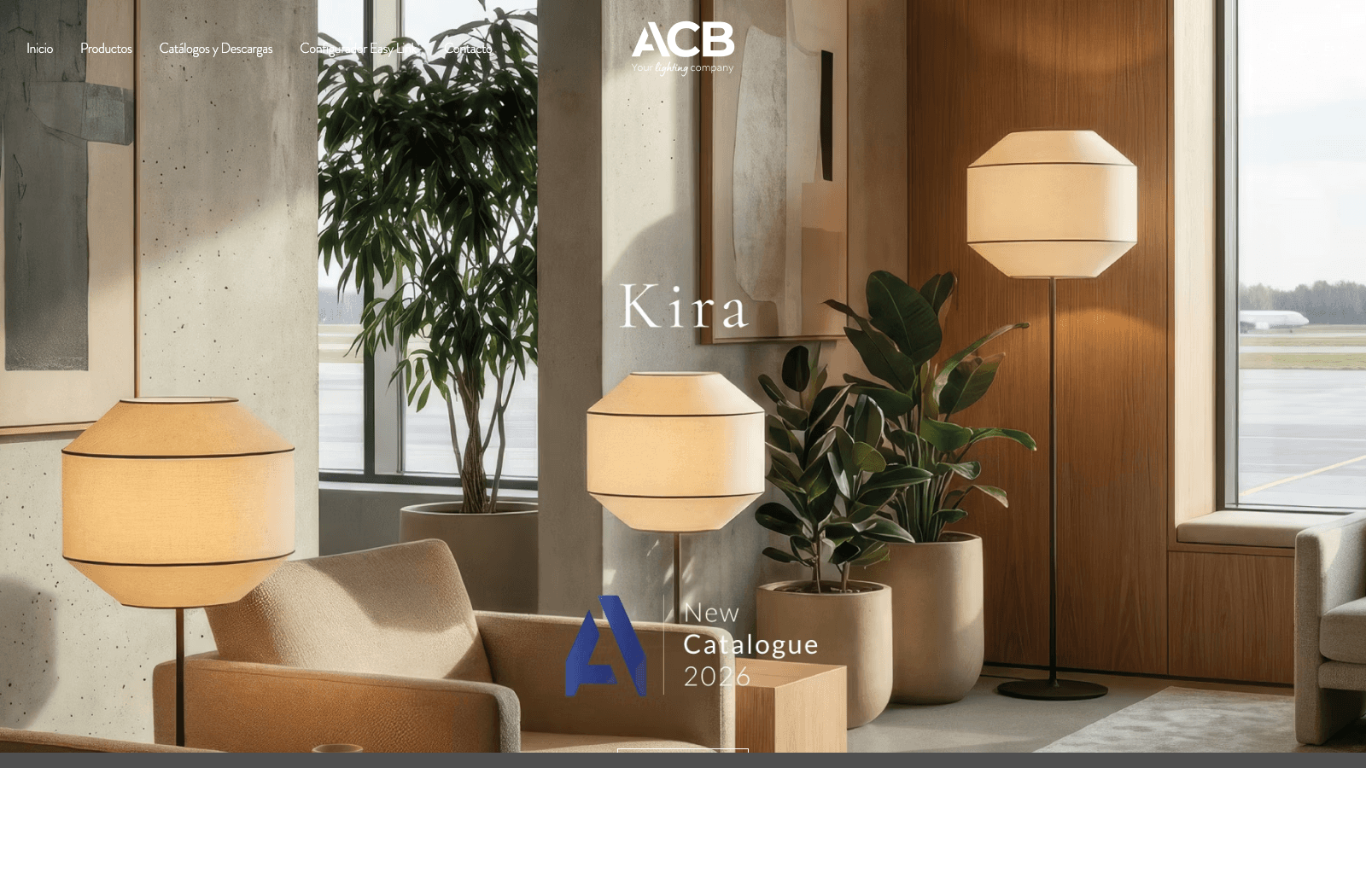 Showcase e-commerce de ACB Lighting con catálogo técnico, disponibilidad y pedido profesional
